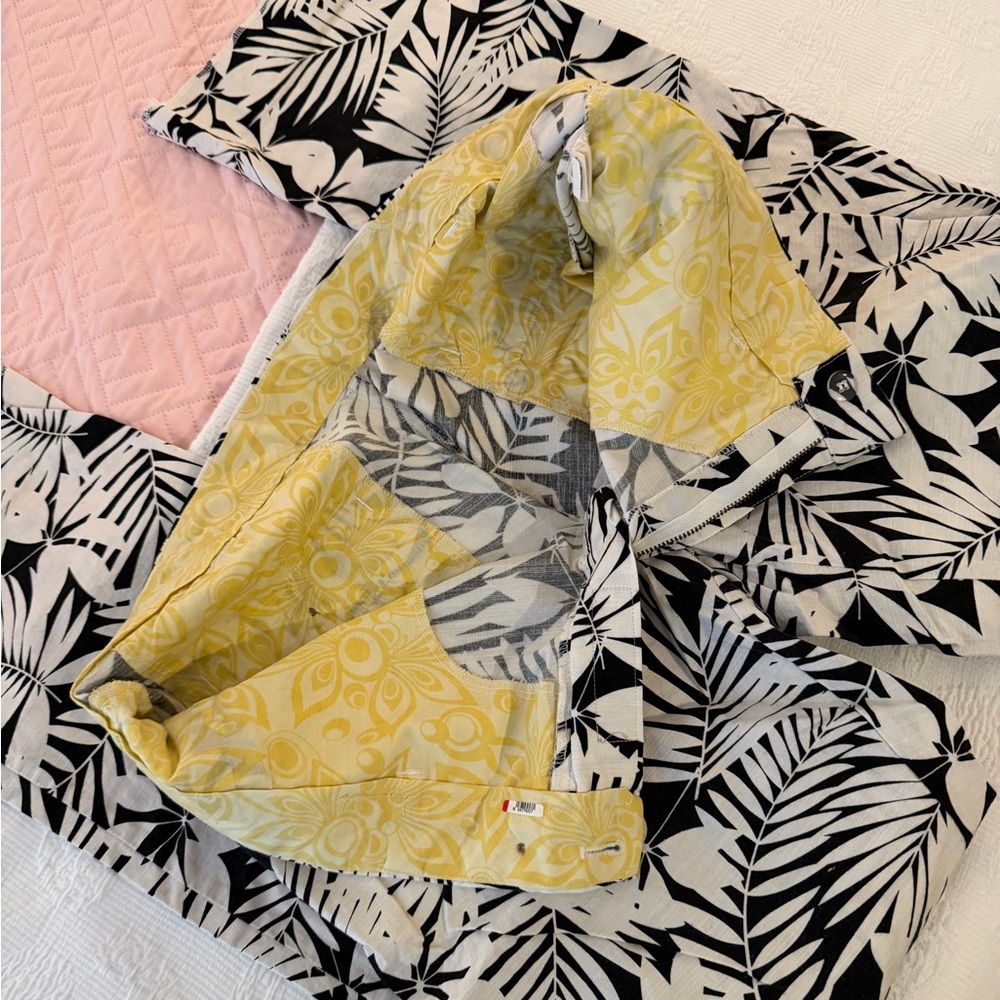 Loudmouth Black and White Fern Leaf Print Pants